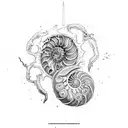 paleolithic whit ammonite tattoo design idea