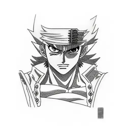 i n roronoa zoro, luffy naruto, levi ackerman, eren yeager, kakashi, minato, kurama  tattoo design idea