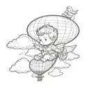 Baby angel with some cloud and I cross with a blimp that says the world is yours  tattoo design idea