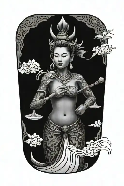 Thai Goddess warrior tattoo design idea