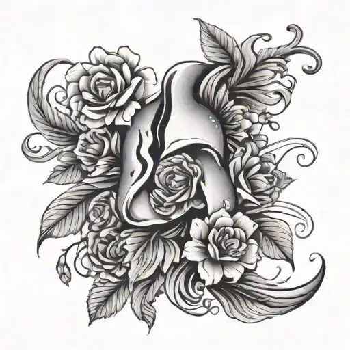 breast cancer and neurodiverse with flowers growing tattoo design idea