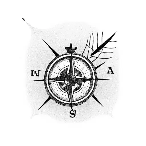 bonsai tree with a compass  tattoo design idea