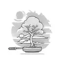 bonsai tree with a compass  tattoo design idea