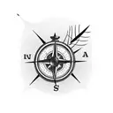 bonsai tree with a compass  tattoo design idea