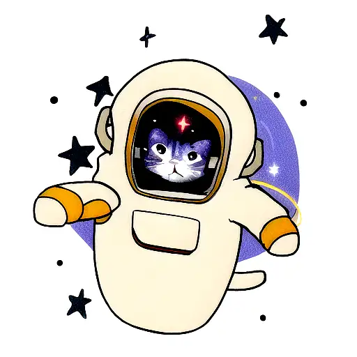 a astronaut cute cat in the galaxy tattoo design idea