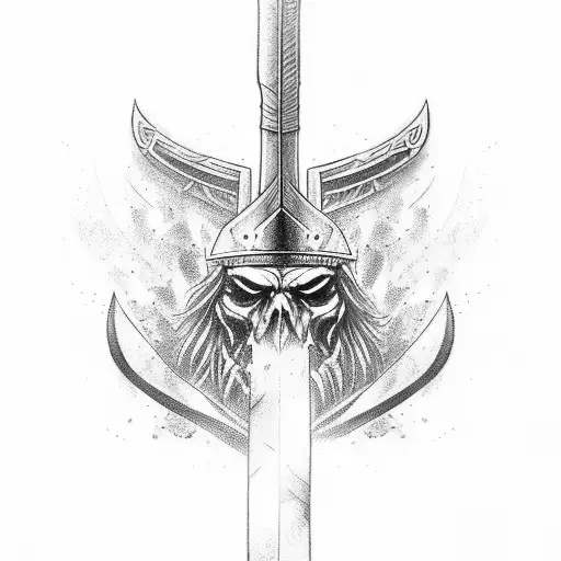 Sword worthy of a warrior who never lost a fight but is losing the battle with himself tattoo design idea