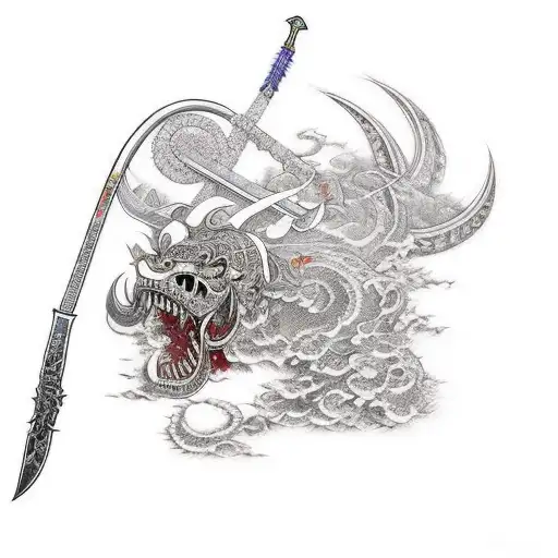 Sword worthy of a warrior who never lost a fight but is losing the battle with himself tattoo design idea