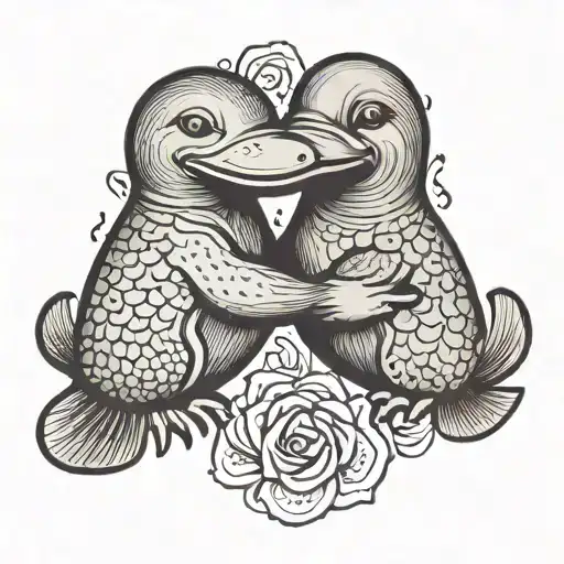 platypus holding hands tattoo design idea
