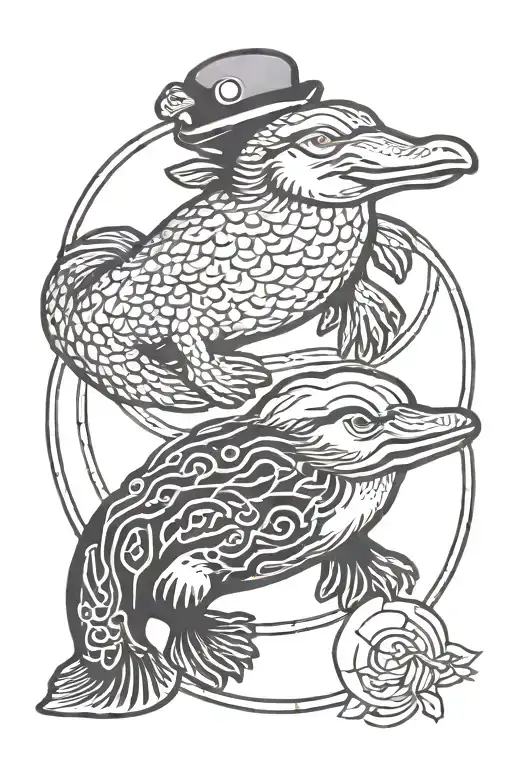 platypus yin yang tattoo design idea