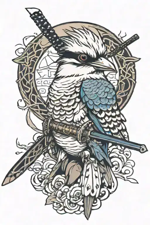 kookaburra samurai tattoo design idea