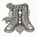 charm bracelet with hiking boot, hearts, and paw prints  tattoo design idea