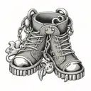 charm bracelet with hiking boot, hearts, and paw prints  tattoo design idea