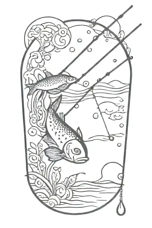 fishing pole tattoo design idea