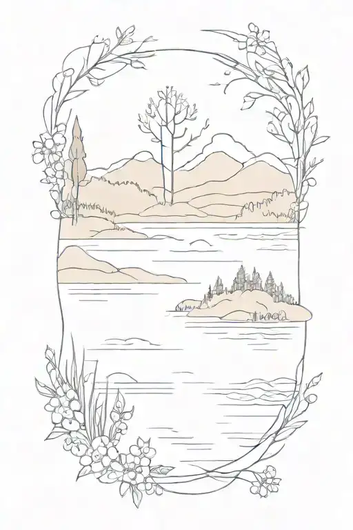 lake tattoo design idea