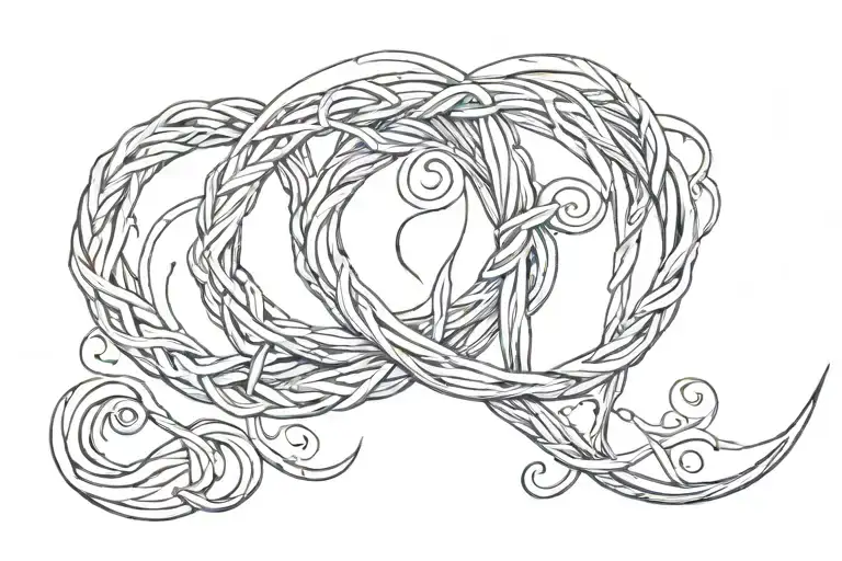 fishing hook intertwined tattoo design idea