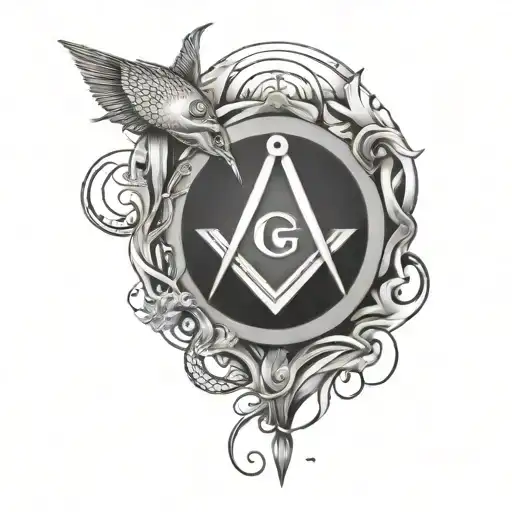 memorial tattoo with fishing and masonic symbol tattoo design idea