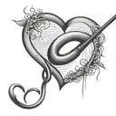 fishing hook fishing pole with fingerprint heart tattoo design idea