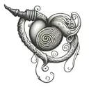 fishing hook fishing pole with fingerprint heart tattoo design idea