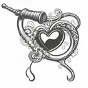fishing hook fishing pole with fingerprint heart tattoo design idea
