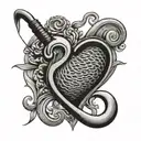 fishing hook fishing pole with fingerprint heart tattoo design idea