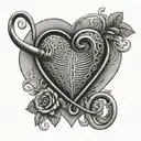 fishing hook fishing pole with fingerprint heart tattoo design idea