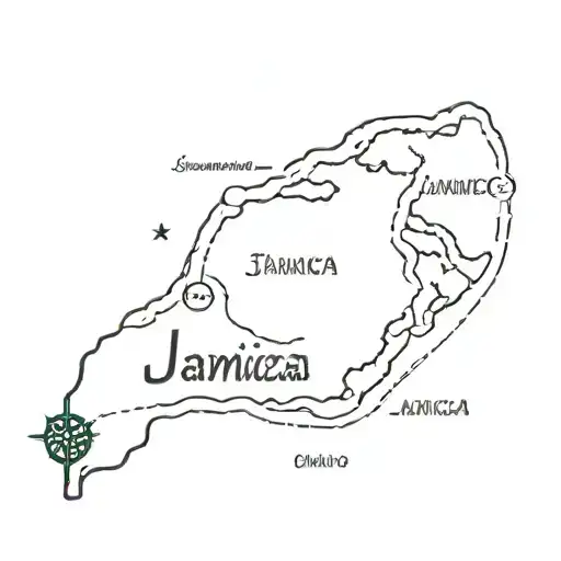 Jamaica map and text tattoo design idea