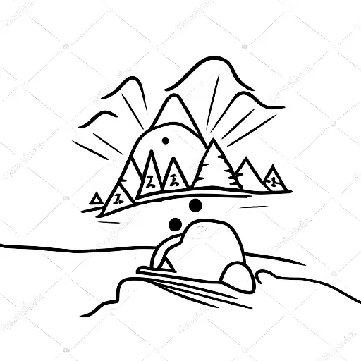 stick figure pushing boulder up hill tattoo design idea