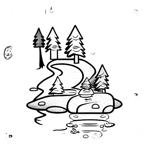 stick figure pushing boulder up hill tattoo design idea