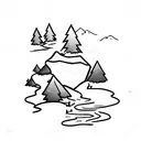 stick figure pushing boulder up hill tattoo design idea