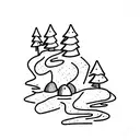 stick figure pushing boulder up hill tattoo design idea