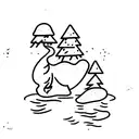 stick figure pushing boulder up hill tattoo design idea