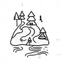 stick figure person pushing a boulder up hill tattoo design idea