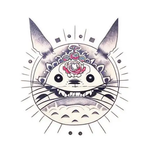 mi vecino totoro los tres animales  tattoo design idea