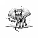 A majestic elephant standing in a lush rainforest tattoo design idea