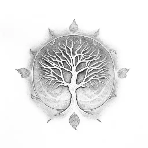 leafless tree of life, dark and gothic tattoo design idea