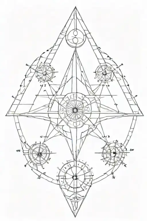 marine compass and cats eye and pyramid tattoo design idea