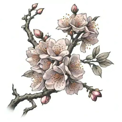 japenese cherry blossoms tattoo design idea