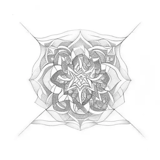 A geometric design incorporating your daughter's name 'Lilly' in a blackwork style tattoo design idea