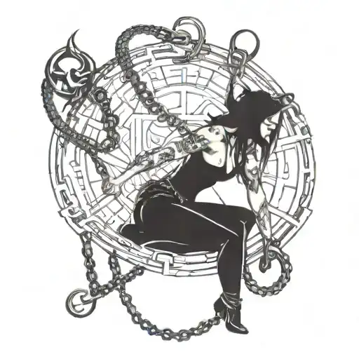 A BDSM themed tattoo incorporating whips and chains with a satanic twist tattoo design idea