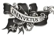 Ribbon banner that says "Invictus" tattoo design idea