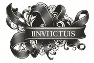 Ribbon banner that says "Invictus" tattoo design idea