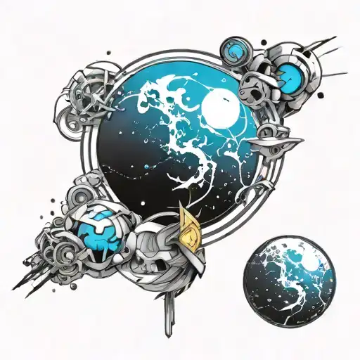 univers informatique, chance, Friends, line, black en white, full arm tattoo design idea