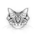A cat wearing virtual reality goggles immersed in a digital world tattoo design idea