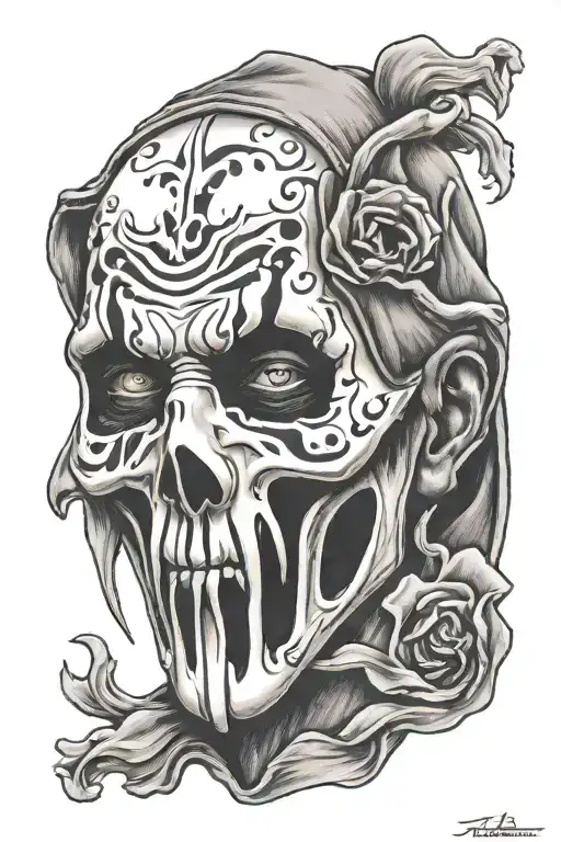 ghostface mask tattoo design idea