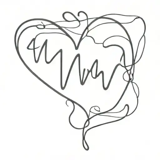 heartbeat tattoo from birth to death with name and date tattoo design idea