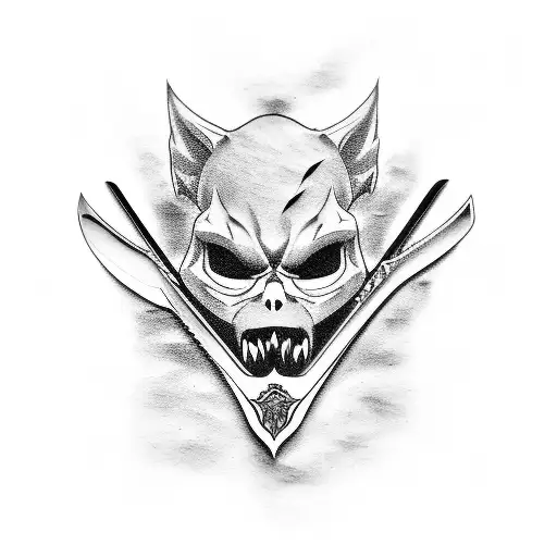 Anime character wielding a butcher knife tattoo design idea