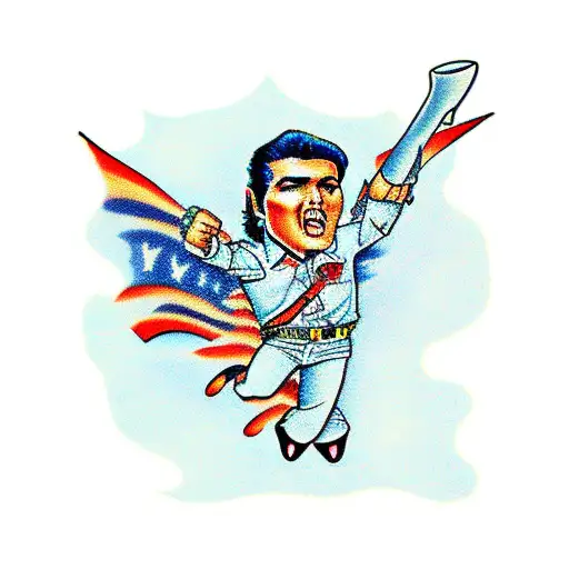 Elvis jumping out of plane  tattoo design idea