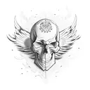skull with airborne wings tattoo design idea