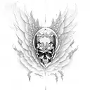 skull with airborne wings tattoo design idea