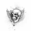 skull with airborne wings tattoo design idea